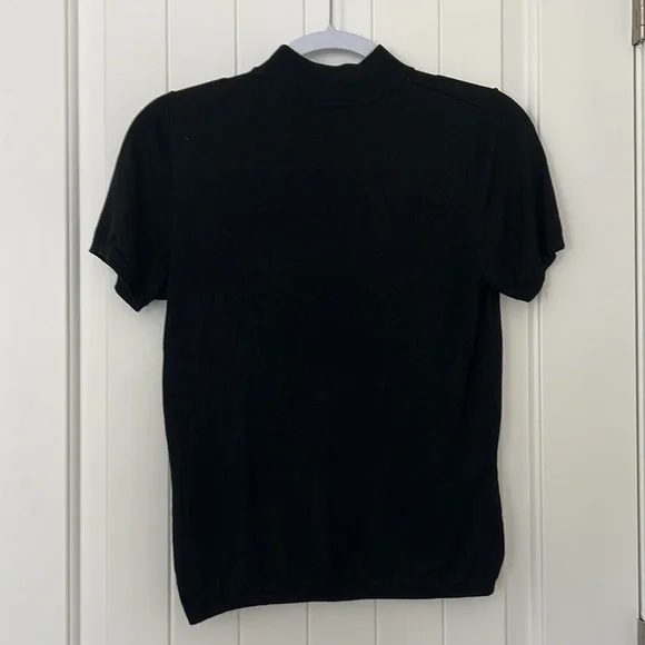 August silk, size, small, black, short sleeve, high neck, 100% silk sweater - Picture 5 of 8